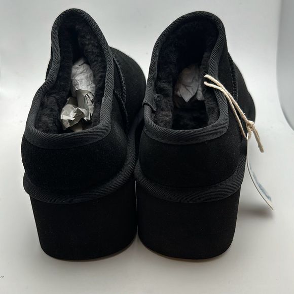 CUSHIONAIRE Women's Genuine Suede Cozy Mule Platform +Memory Foam 9 BLACK - Picture 4 of 7